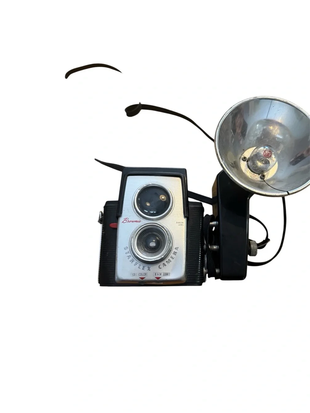 Starflex Vintage Twin-Lens Flash Camera body Black and Silver retro decor prop